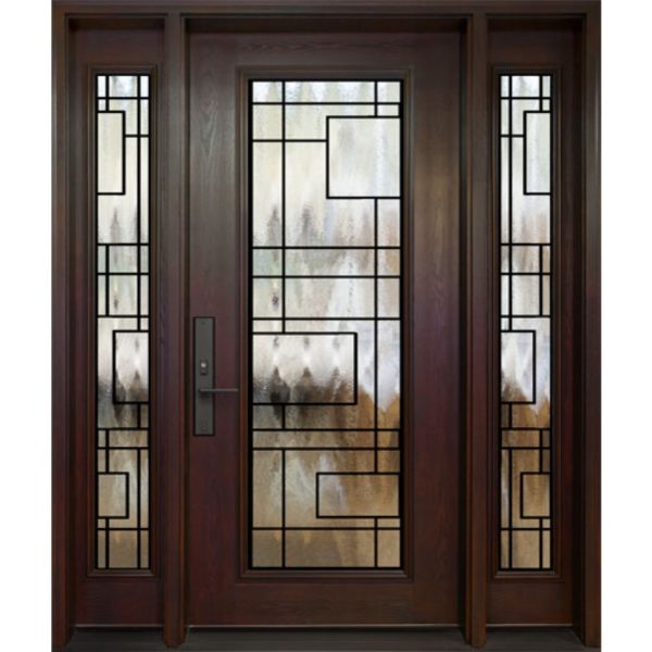 Modern Single Panel Glass Double Front Door