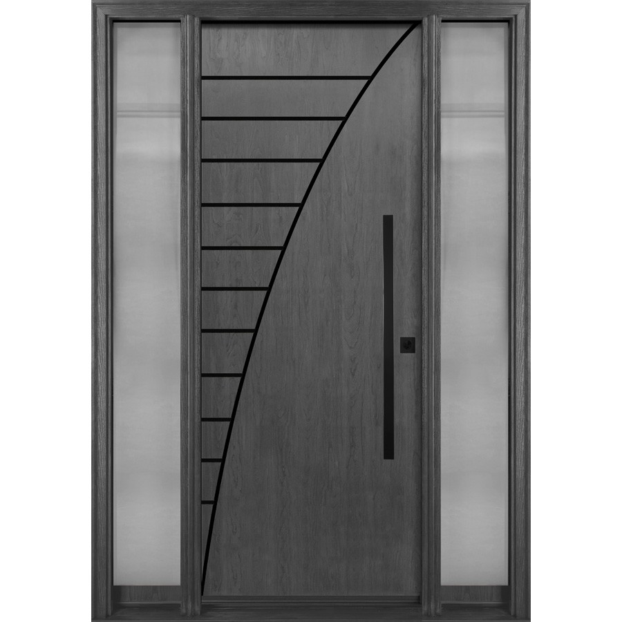 Single door with two full glass sidelights(CHERRY/OAK woodgrain ...