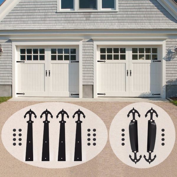 Garage Handle Hinge Accent Set, Decorative Carriage House Garage Door Hardware Kits